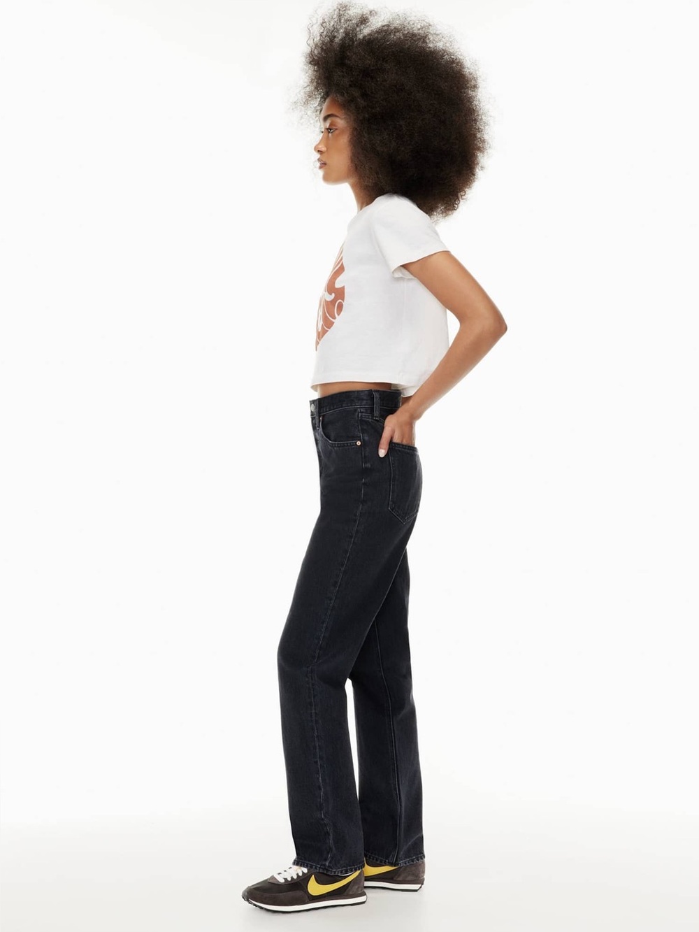 DENIM FORUM Joni High Rise Loose Black Eyeliner HighWaist ButtonFly Jeans 28L 24